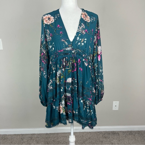 FREE PEOPLE CHERRY BLOSSOM MINI DRESS WITH SLEEVES SIZE XS - Picture 8 of 16